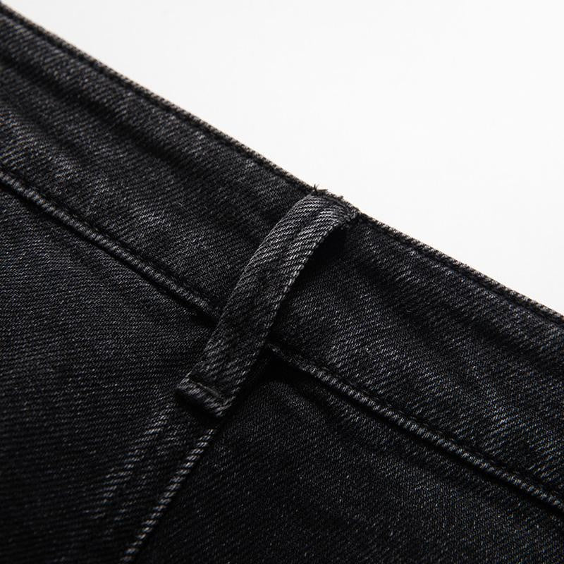 High-Waisted Pearl-Beaded Cut-Out Jeans