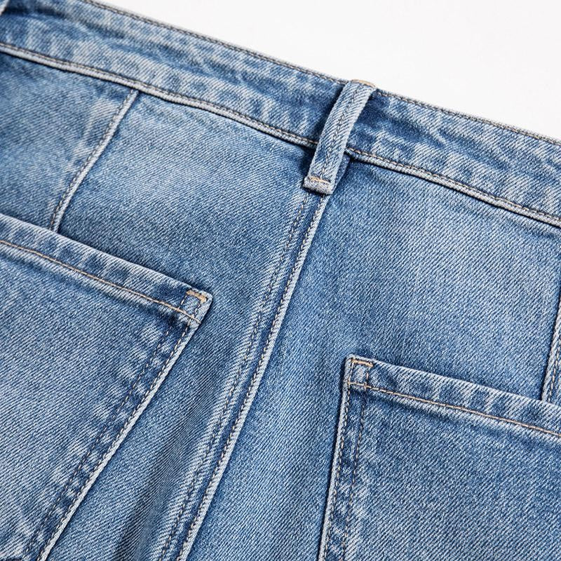 Raw Hem Floral Lace-Cut Jeans with Rhinestones