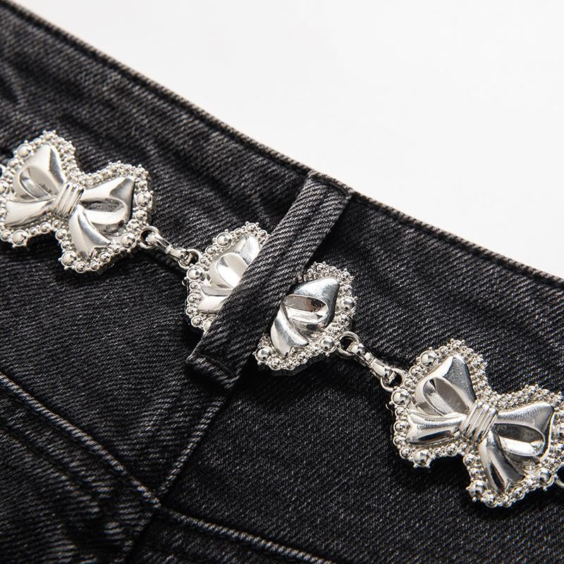 Pearl-Beaded & Rhinestones-Transferred Embroidered Jeans