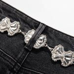 Pearl-Beaded & Rhinestones-Transferred Embroidered Jeans