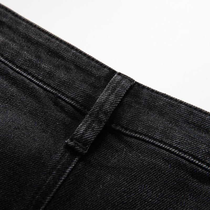 Rose Embroidered Lace-Cut Jeans with Pearl Beading