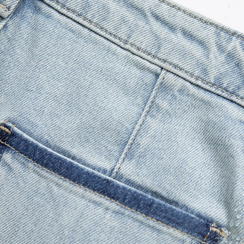 Lightweight Rhinestone & Embroidered Cut-Out Jeans