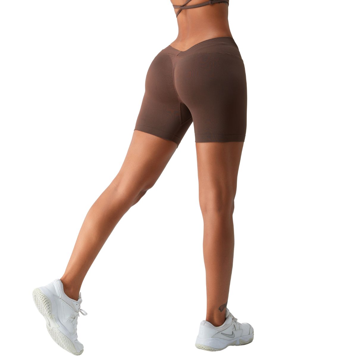 Solid Color V Waist Yoga Shorts