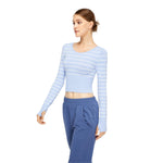 Cropped Striped Long-Sleeve Top