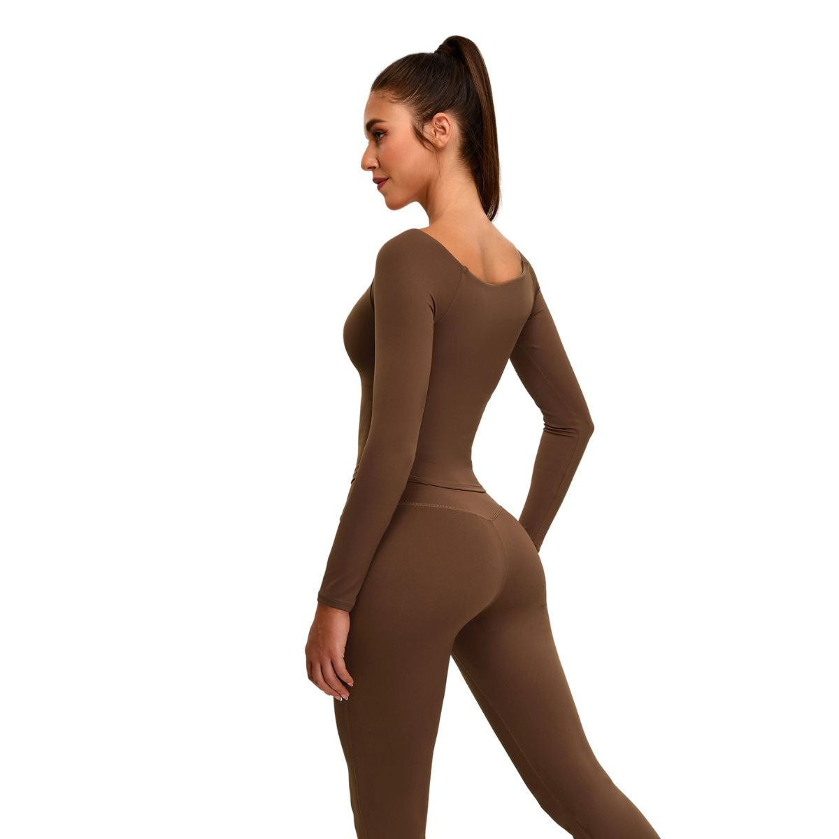 Boat Neck Seamless Long-Sleeve Tee