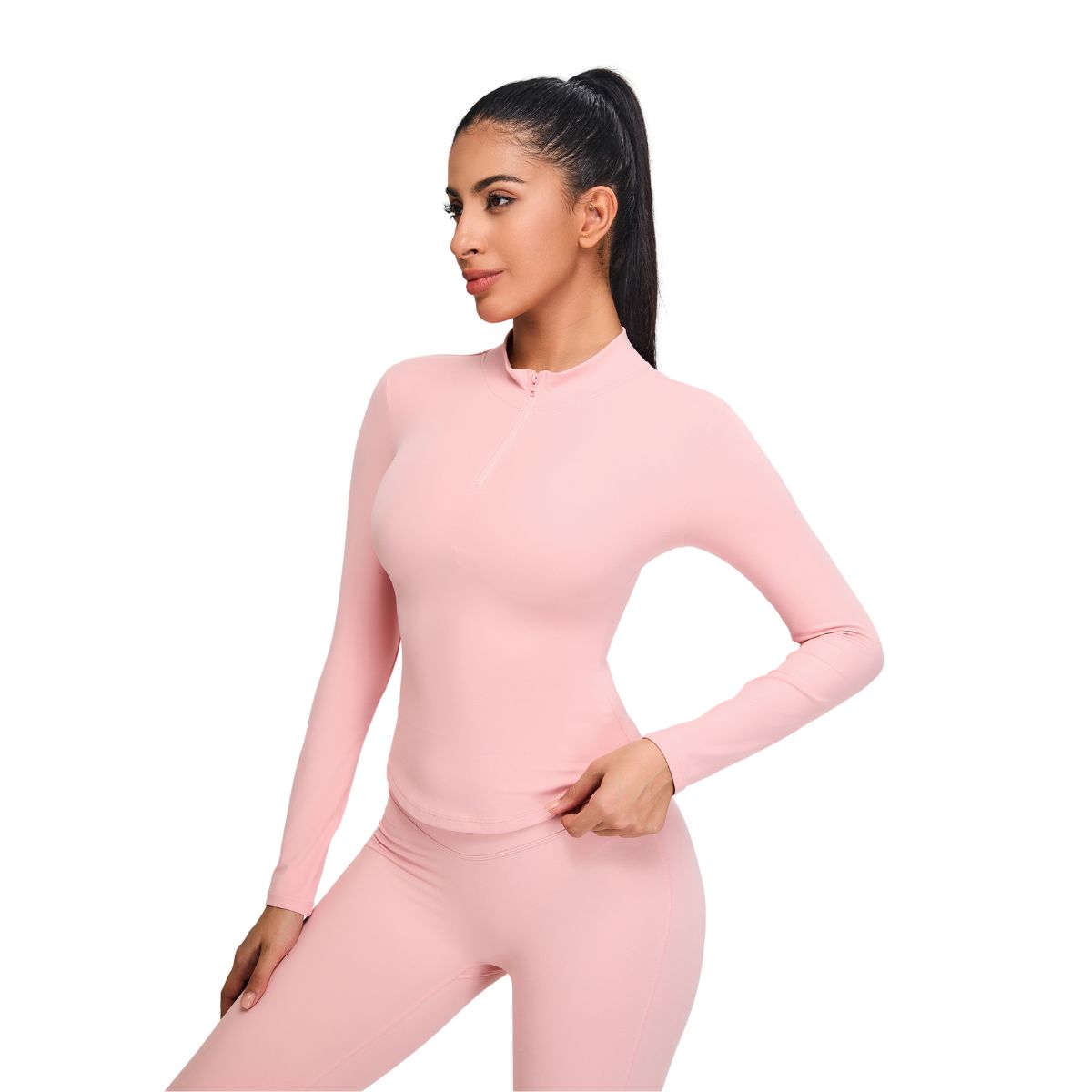 Half-Zip Long-Sleeve Seamless Top