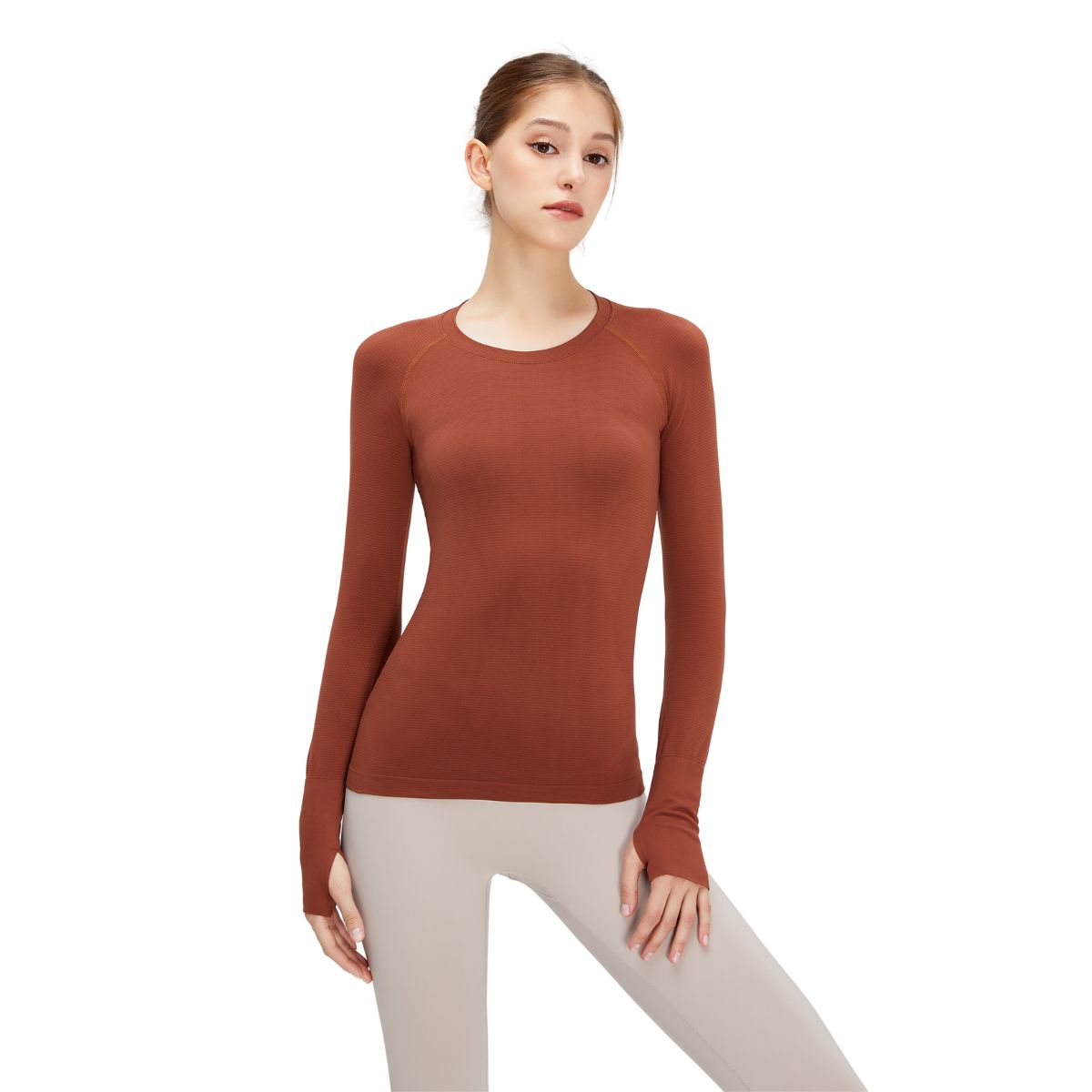 Thumb Holes Seamless Long-Sleeve Shirt