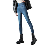 High-Waisted Button-Front Skinny Jeggings