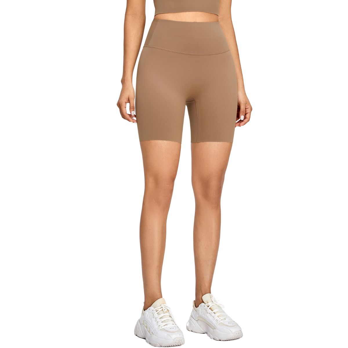 High-Waisted Solid Color Yoga Shorts