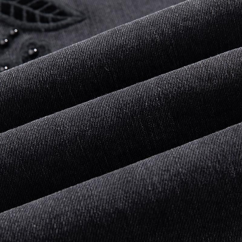 Pearl-Embellished Floral-Embroidered Whisker Jeans