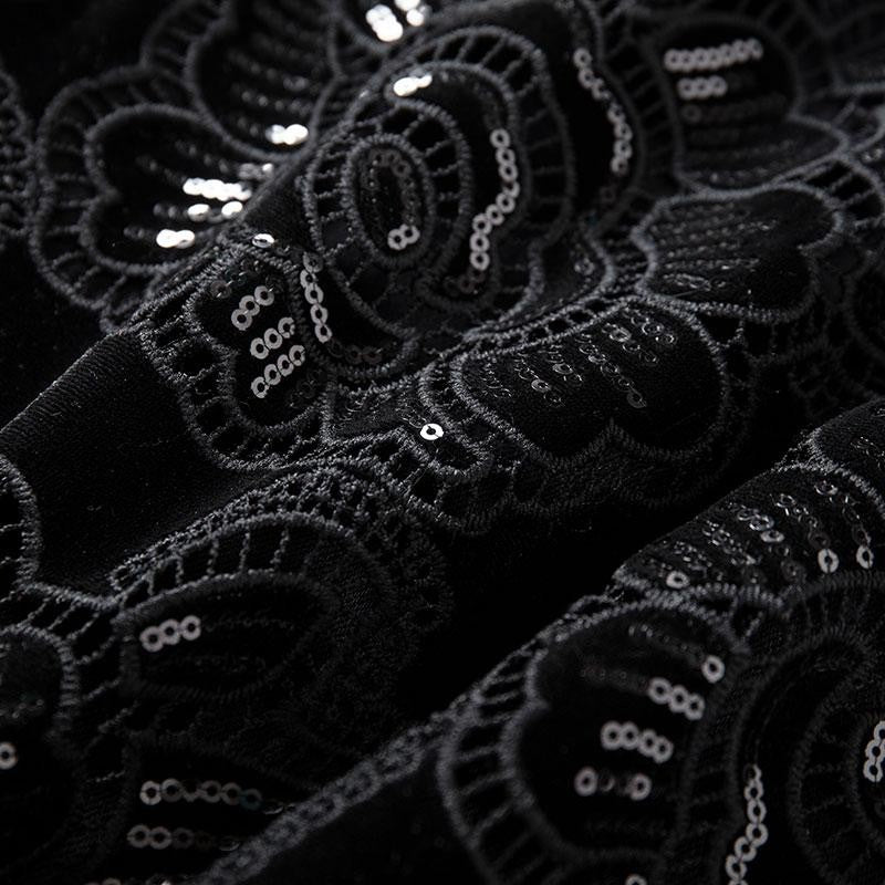 Patchwork Floral-Embroidered Sequined Bootcut Jeans