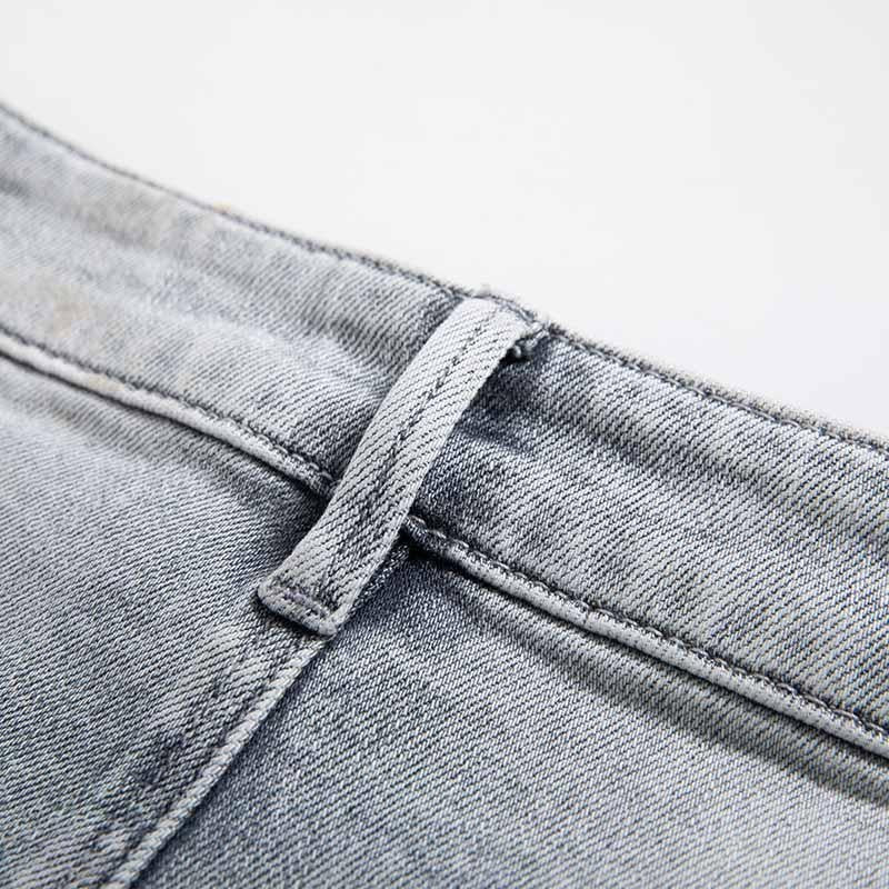 Patchwork Pearl-Frog Closure Embroidered Jeans