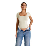 Square-Neck Quick-Dry Slim-Fit Tee