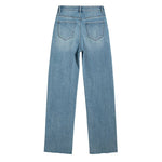 Rose Embroidered Lace-Cut Jeans with Pearl Beading