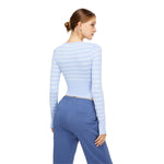 Cropped Striped Long-Sleeve Top
