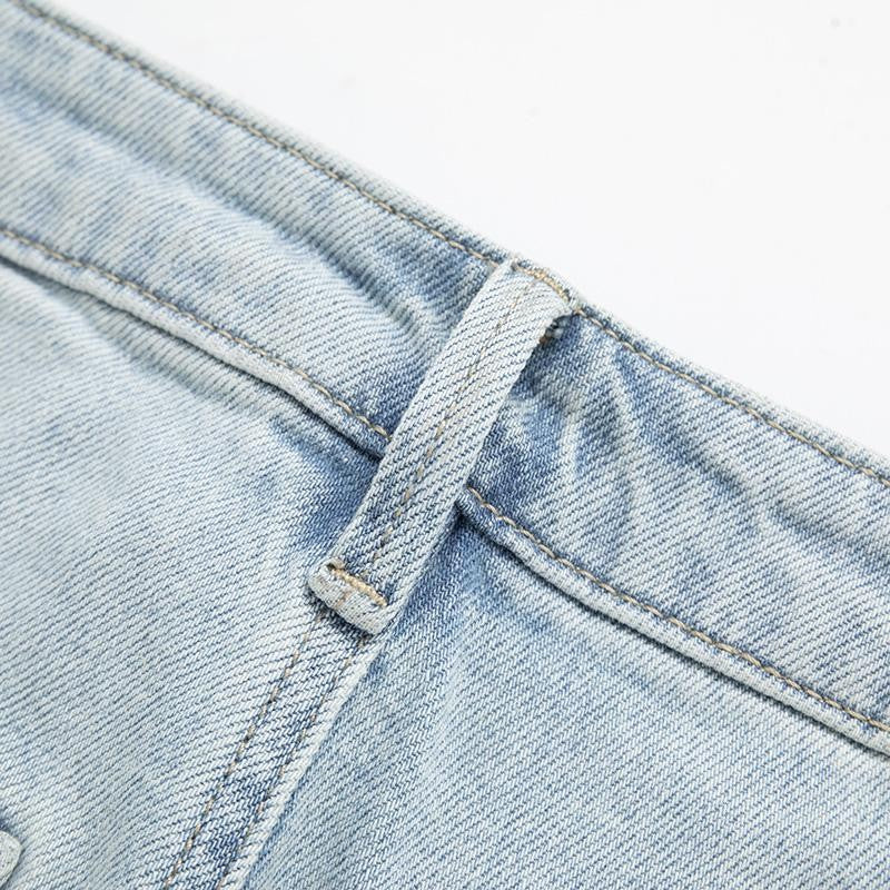 Lightweight Rhinestone & Embroidered Cut-Out Jeans