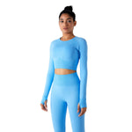 Thumb Holes Cropped Long-Sleeve Shirt