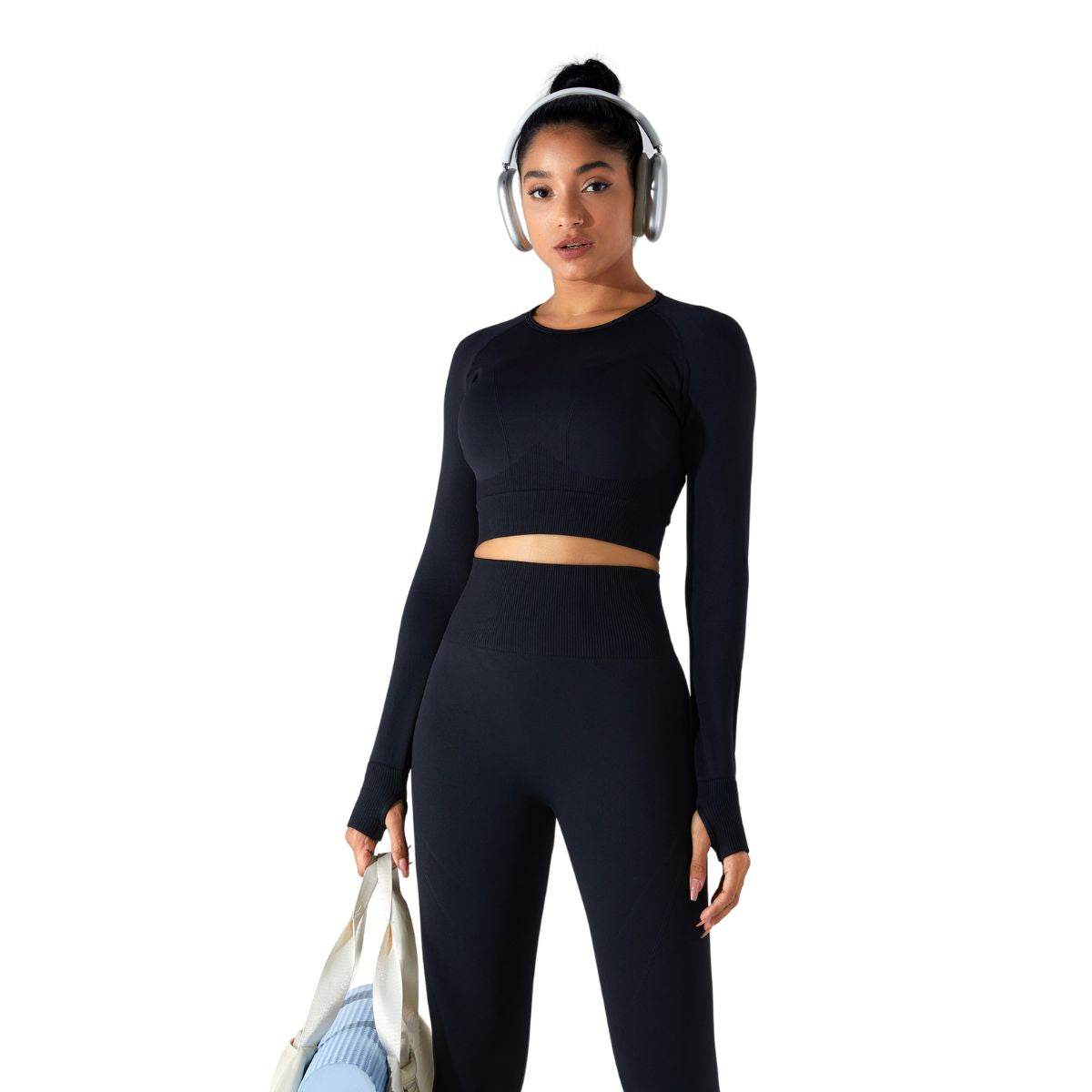 Thumb Holes Cropped Long-Sleeve Shirt