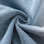 Raw-Edge Hem Heavily Embroidered Denim Skirt