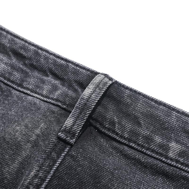 Pearl-Embellished Embroidery Cut-Out Whisker Jeans