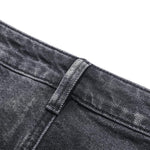 Pearl-Embellished Embroidery Cut-Out Whisker Jeans