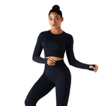 Thumb Holes Cropped Long-Sleeve Shirt