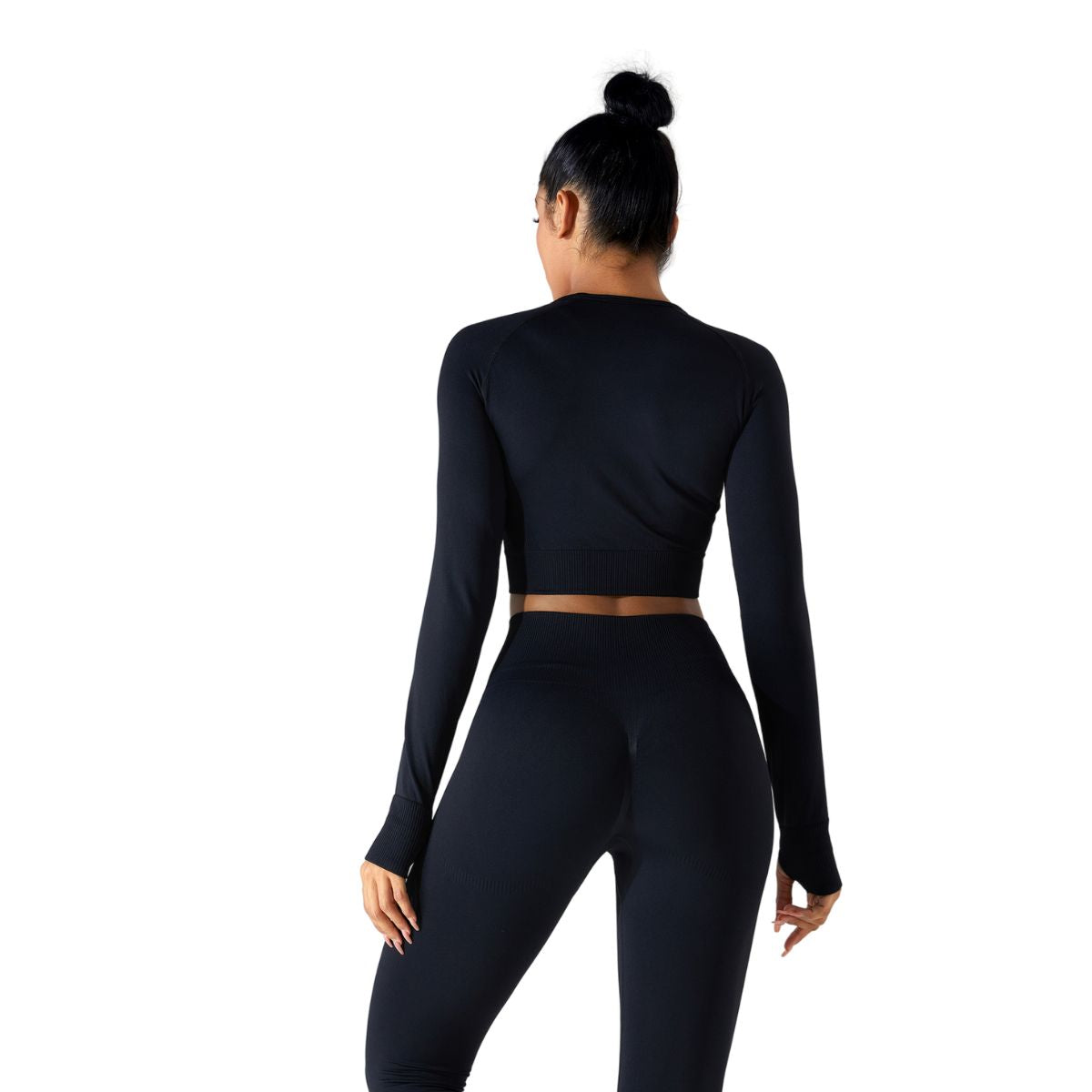 Thumb Holes Cropped Long-Sleeve Shirt