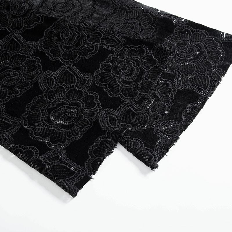 Patchwork Floral-Embroidered Sequined Bootcut Jeans