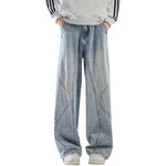 Relaxed Fit Patchwork Washed Denim Jeans