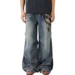 Side-Pleated Oversized Denim Jeans