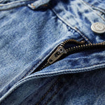 Distressed Hem Straight-Leg Ripped Jeans