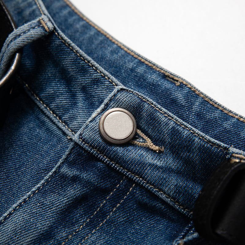 Floral-Embroidered Cut-Out Jeans with Rhinestones