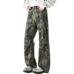 Snake Print Relaxed Fit Denim Trousers