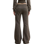 Low-Rise Washed Fleece Flare Sweatpants