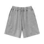 Heavy-Wash Baggy Patchwork Shorts