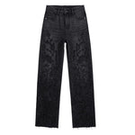 Rhinestone & Rope Embroidery Straight Leg Jeans