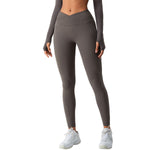 Women's Solid Color Crossover Leggings