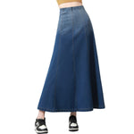 High-Waisted A-Line Maxi Knit Denim Skirt