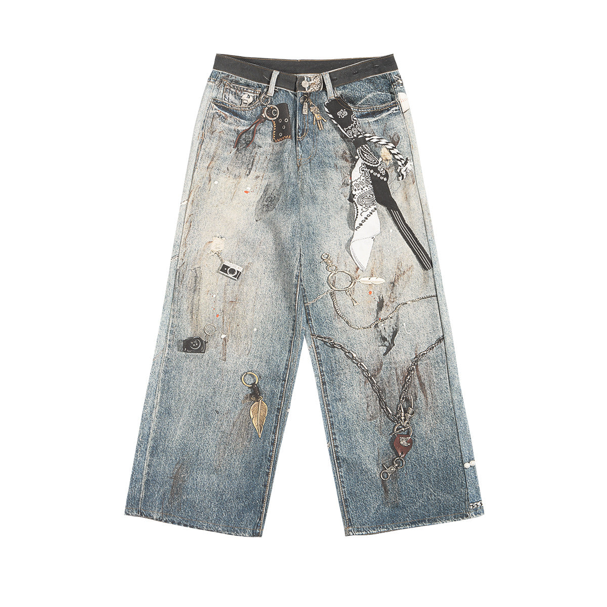 Smoke Rise 3D Graphic Print Baggy Fit Jeans