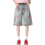 Floral Print Bermuda Denim Shorts