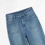 Pearl-Embellished Embroidered Patchwork Cut-Out Jeans