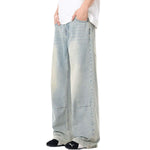 Vintage-Wash Wide-Leg Denim Pants