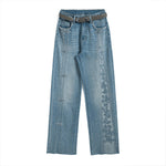 Pearl-Frog Embroidered Wide-Leg Jeans