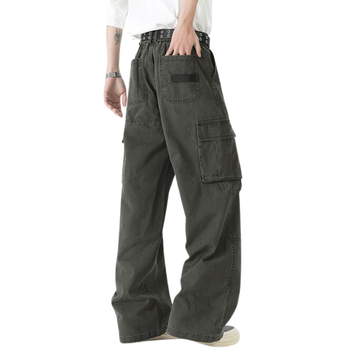 Straight-Leg Cotton Cargo Trousers
