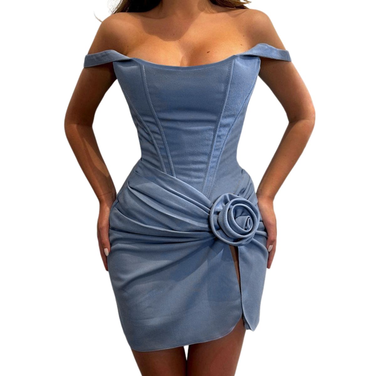 Floral Appliqu¨¦ Denim Slip Mini Dress