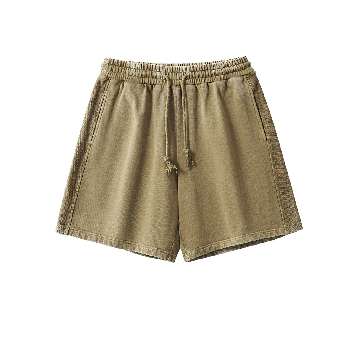 Faded Washed Loose-Fit Cotton Shorts