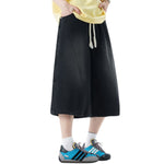 Cropped Wide-Leg Distressed Denim Pants