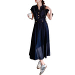 Relaxed Fit Cap Sleeve Denim Midi Dress