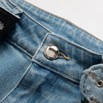 Wide-Leg Rhinestone & Embroidered Cut-Out Jeans