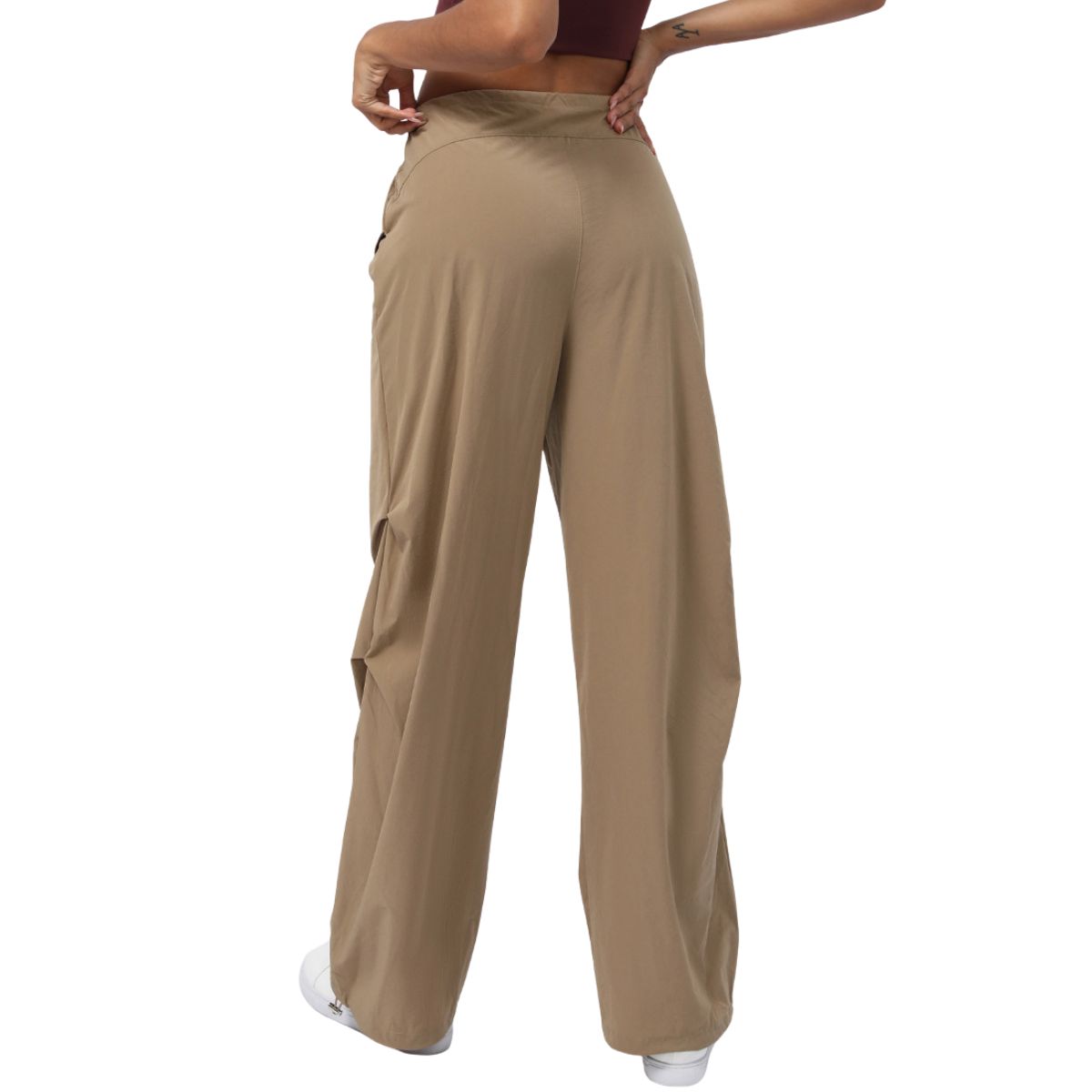 Relaxed-Fit Pleated Parachute Pants
